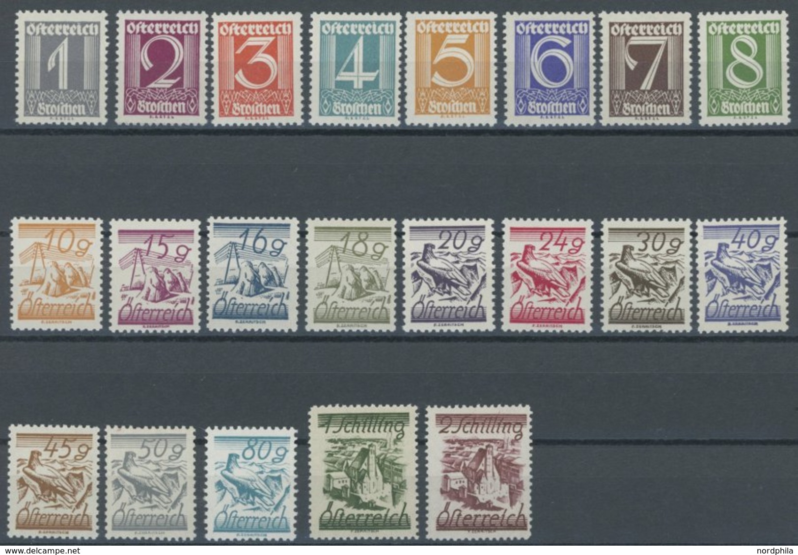 ÖSTERREICH 1918-1938 447-67 **, 1925, Schillingwährung, Postfrischer Prachtsatz, Mi. 280.- - Gebraucht