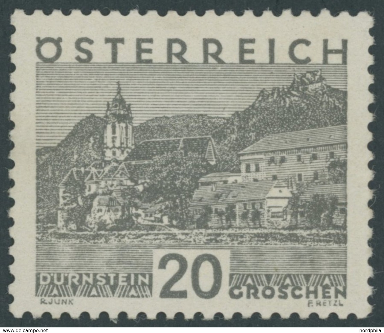 ÖSTERREICH 1918-1938 503y *, 1930, 20 G. Dürstein, Dickes Papier, Falzrest, Pracht, R!, Gepr. Soecknick - Used Stamps