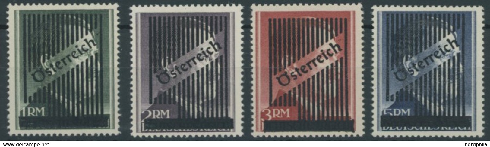 ÖSTERREICH 1945-1949 Va-d **, 1945, Nicht Ausgegeben: 1 - 5 RM Gitteraufdruck, Postfrischer Prachtsatz, Mi. 240.- - Sonstige & Ohne Zuordnung