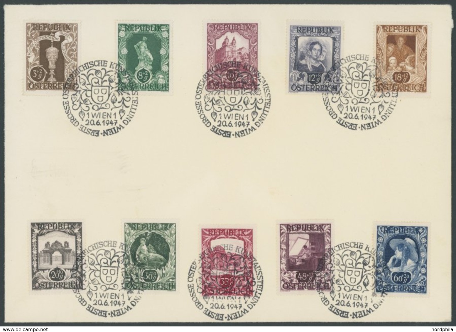 ÖSTERREICH 1945-1949 812-21 BRIEF, 1927, Kunstausstellung Auf Umschlag (Ränder Leicht Angestoßen) Mit Ersttags-Sonderste - Sonstige & Ohne Zuordnung