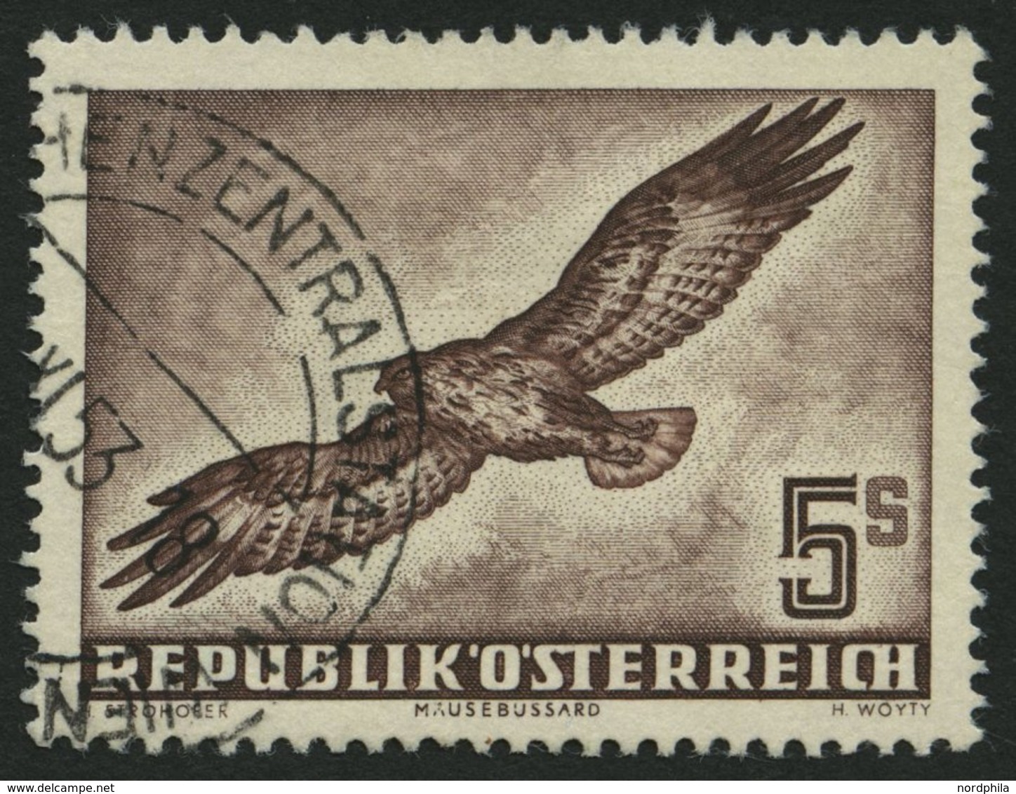 ÖSTERREICH 985 O, 1953, 5 S. Vögel, Pracht, Mi. 120.- - Gebraucht