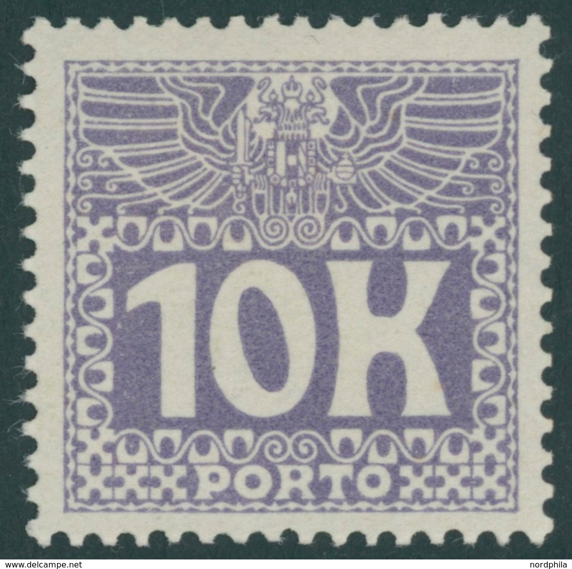 PORTOMARKEN P 46 *, 1911, 10 Kr. Dunkelviolettgrau, Falzrest, Pracht, Mi. 300.- - Portomarken