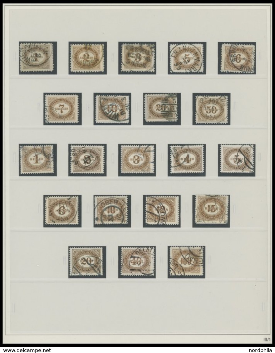 PORTOMARKEN O, 1894-1922, Gestempelter Sammlungsteil Portomarken Auf SAFE Dual Seiten, Fast Nur Prachterhaltung - Portomarken