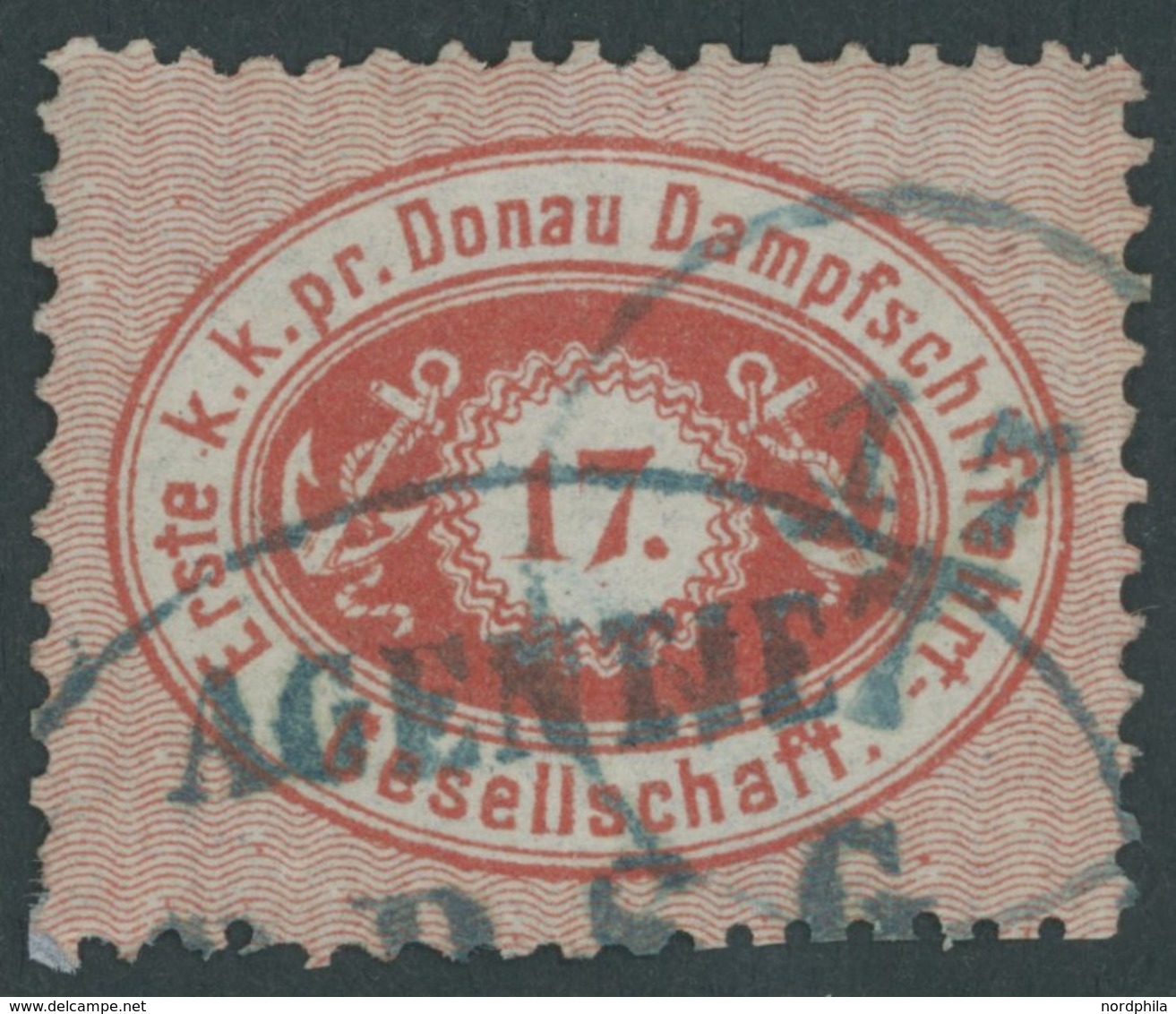 DDG 1A O, 1866, 17 Kr. Scharlachrot, Gezähnt L 12, Blauer Ovalstempel, Feinst, Mi. 120.- - Sonstige & Ohne Zuordnung