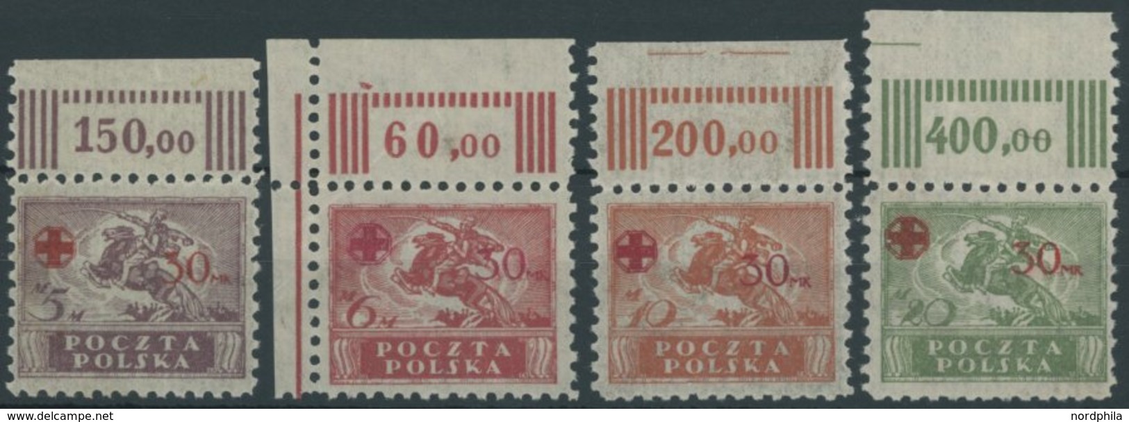 POLEN 154-57 **, 1921, Rotes Kreuz Vom Oberrand, übliche Gummierung, Postfrischer Prachtsatz, Mi. 130.- - Sonstige & Ohne Zuordnung