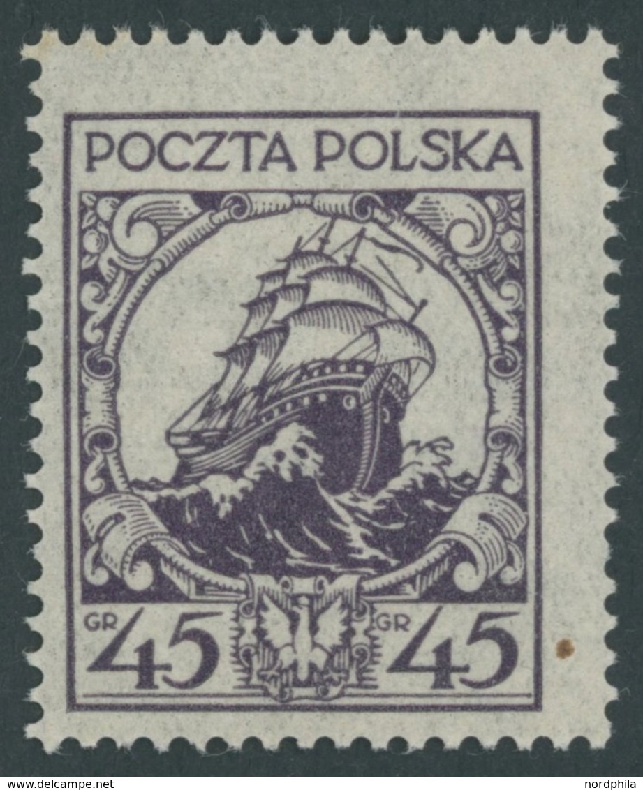 POLEN 243 **, 1926, 45 Gr. Galeone, Postfrisch, Pracht, Mi. 80.- - Sonstige & Ohne Zuordnung