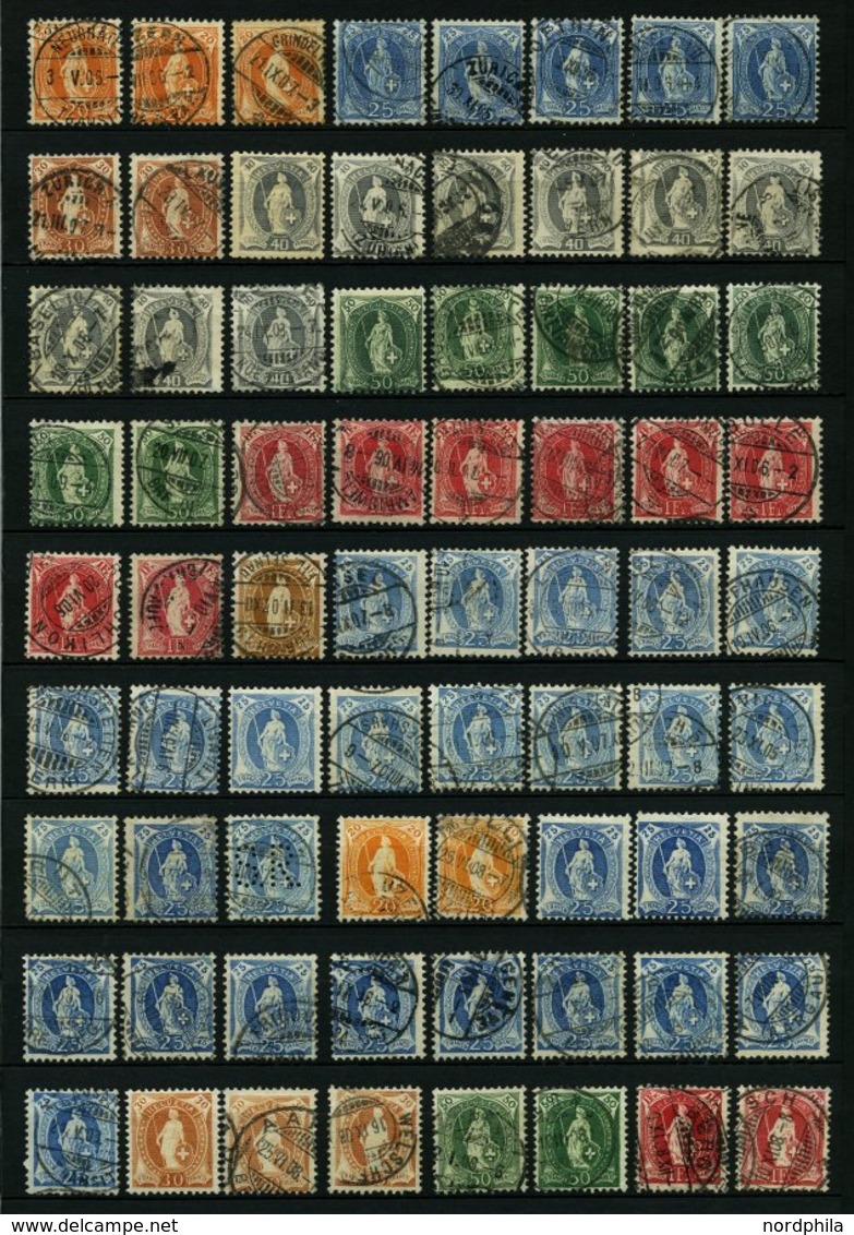 LOTS O,* FDC, 1905-07, Stehende Helvetia, Wz. 1, Meist Gestempelte Partie Von 77 Werten, Dabei Mi.Nr. 80C, 94C Gestempel - Sammlungen