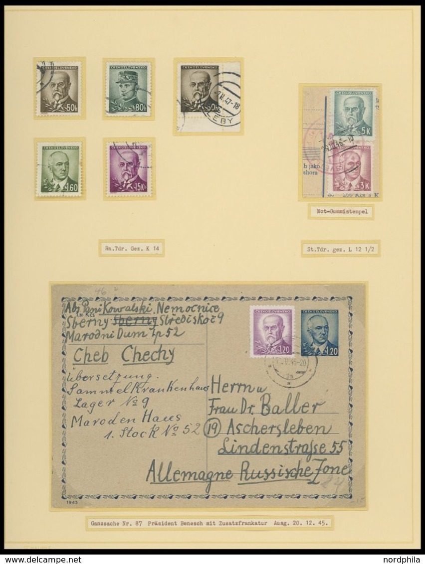 TSCHECHOSLOWAKEI Brief,o,*, **, 1940-48, interessante Sammlung mit 27 Bedarfsbelegen, dabei Feldpost, Zensurbelege, dazu