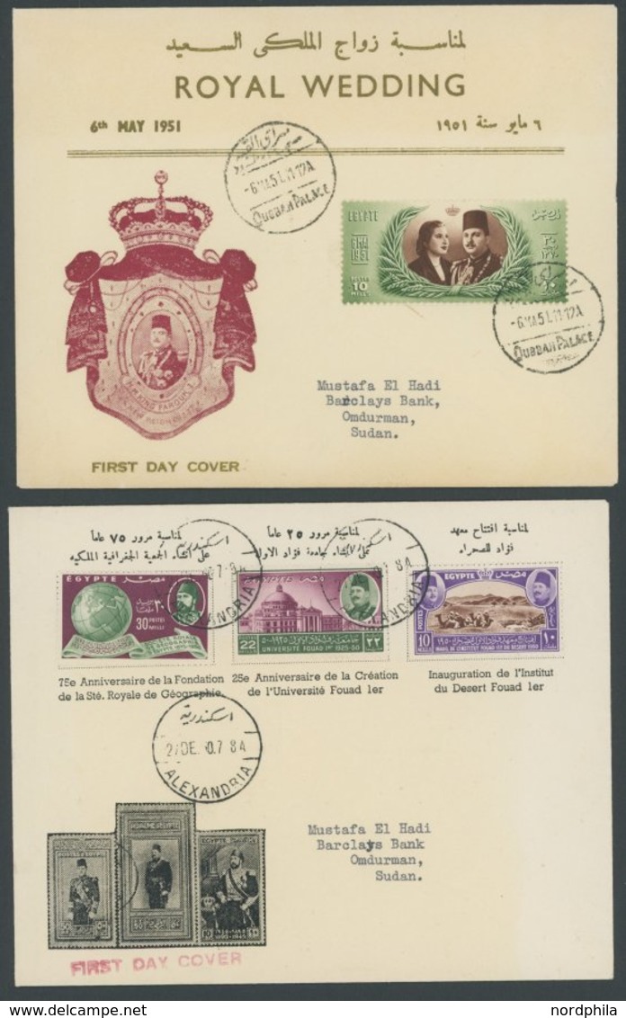 ÄGYPTEN 1950-61, 5 Verschiedene FDC`s, Meist Pracht - Briefe U. Dokumente