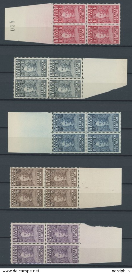 BELGISCH-KONGO 95-109 VB **, 1928, Forschungsreisen Stanleys In Viererblocks, Fast Nur Randstücke, Postfrischer Prachtsa - Other & Unclassified