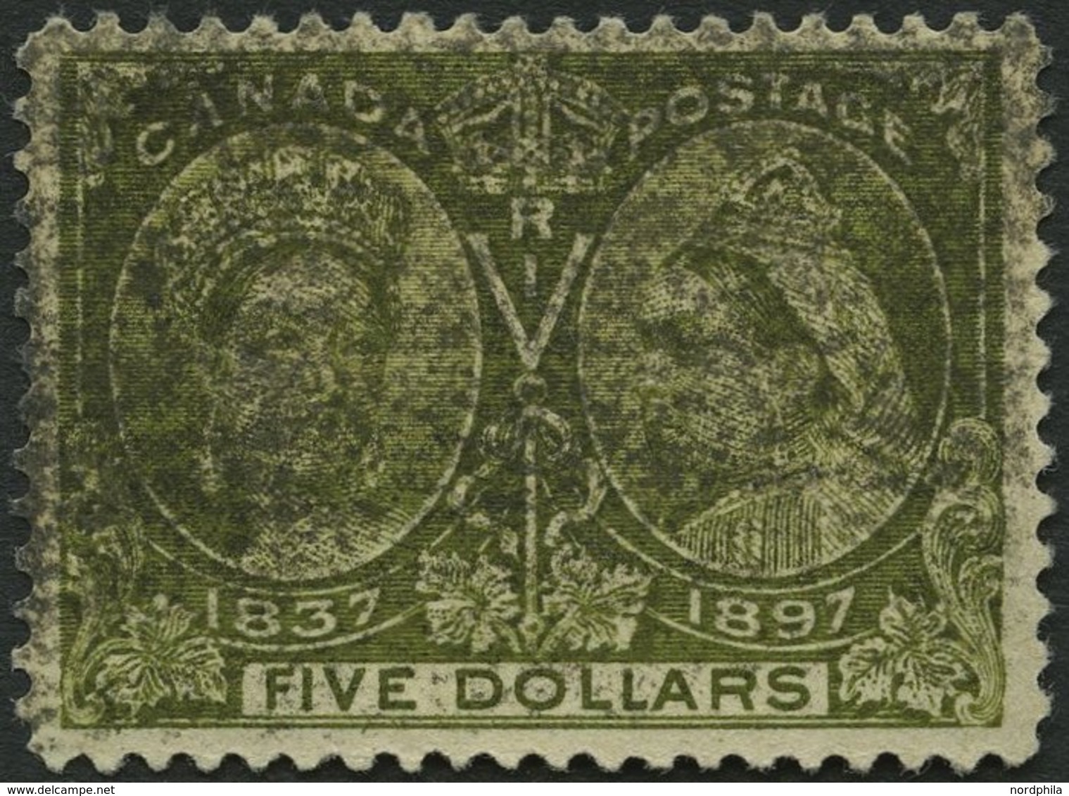 KANADA 53 O, 1897, 5 $ Olivgrün, Etwas Unsauber Gestempelt Sonst Pracht, Mi. 800.- - Ungebraucht