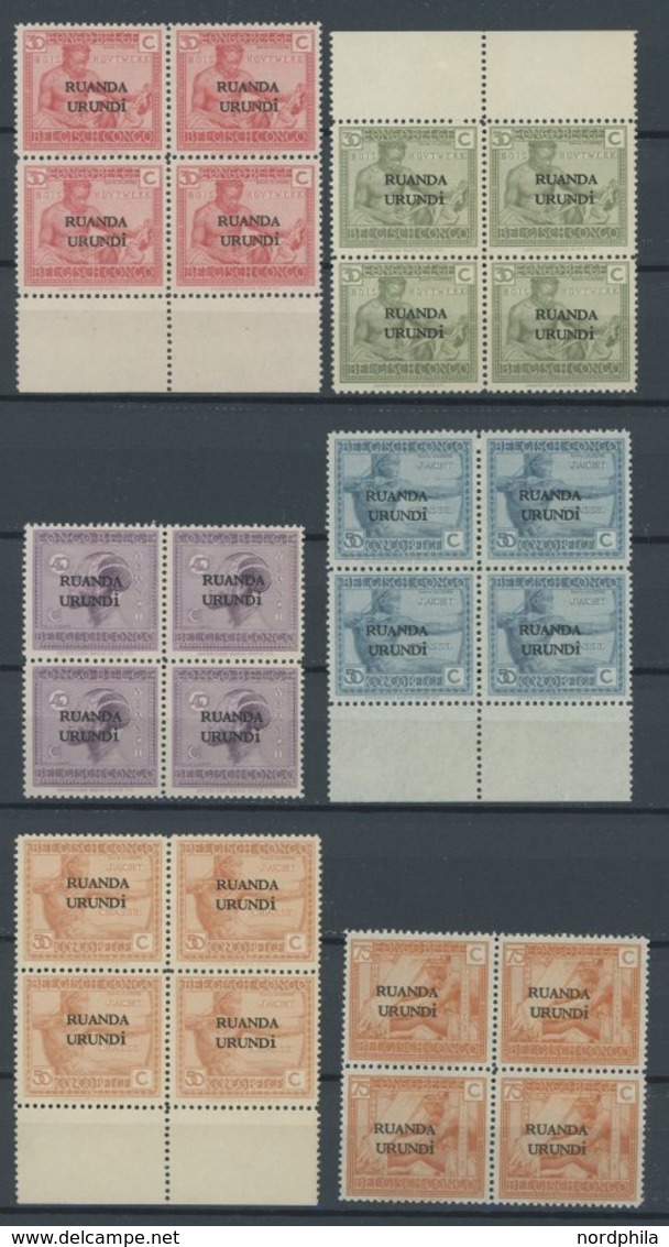 RUANDA-URUNDI 1-18 VB **, 1924, Freimarken In Viererblocks, Postfrischer Prachtsatz - Otros & Sin Clasificación