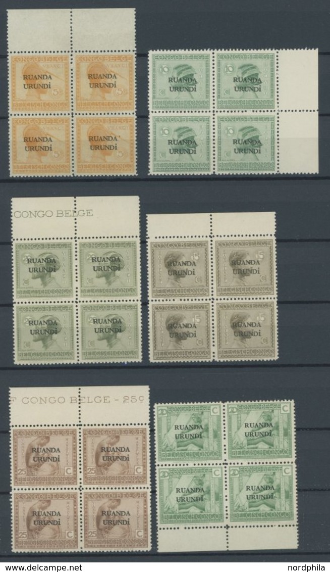 RUANDA-URUNDI 1-18 VB **, 1924, Freimarken In Viererblocks, Postfrischer Prachtsatz - Otros & Sin Clasificación