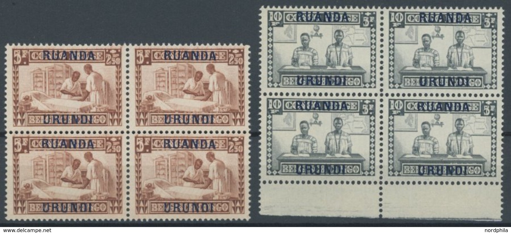 RUANDA-URUNDI 34-42 VB **, 1930, Caritas In Viererblocks, Postfrischer Prachtsatz - Sonstige & Ohne Zuordnung