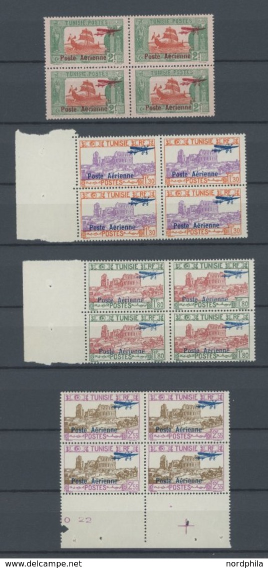 TUNESIEN 146-50,158-60 VB **, 1927/8, Komplett In Postfrischen Viererblocks, Ohne Mi.Nr. 149, Fast Nur Pracht - Tunesien (1956-...)