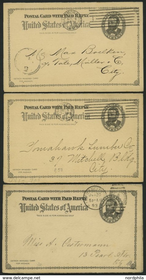GANZSACHEN 1893-1903, 6 Verschiedene Komplette Frage- Und Antwort Ganzsachenkarten (Paid Reply Postal Cards), Gebraucht, - Usati