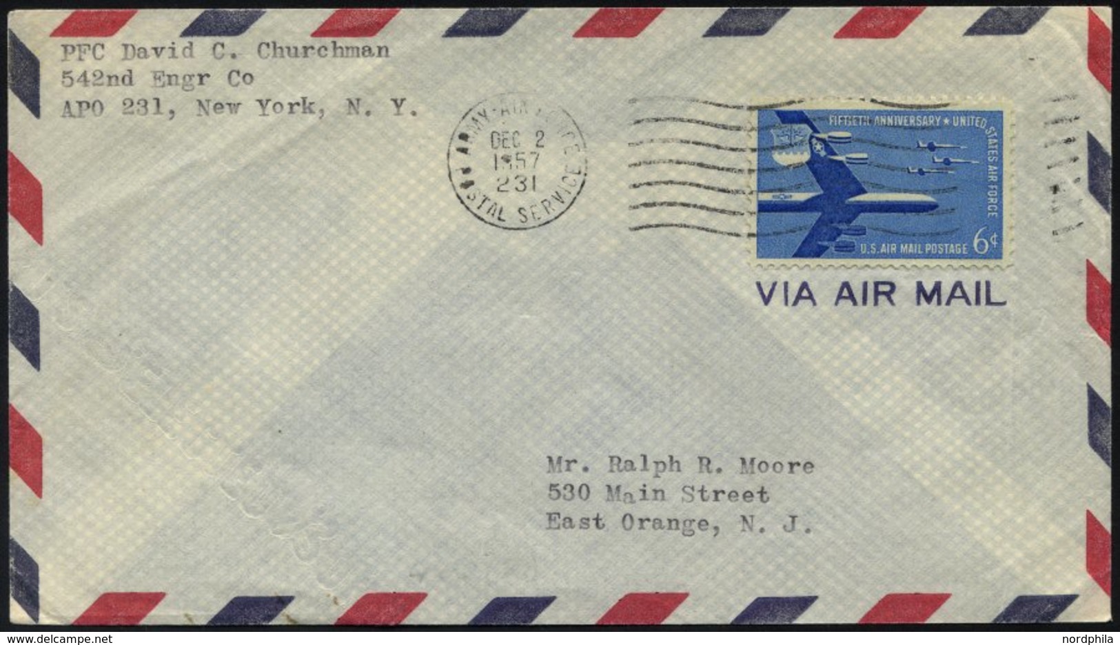 FELDPOST 1957, Feldpostbrief Vom Stützpunkt Wheelus über Das Armeepostamt Nach New York, Mit K1 Wellenstempel ARMY-AIRFO - Sonstige & Ohne Zuordnung
