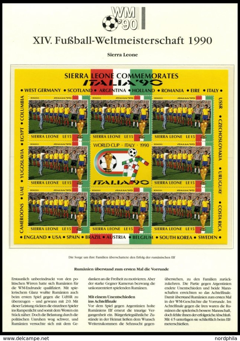 SPORT **,o,Brief , XIV. Fußball-Weltmeisterschaft 1990 In 3 Spezialalben, Mit Blocks, Kleinbogen, Markenheftchen, FDC`s, - 1990 – Italien