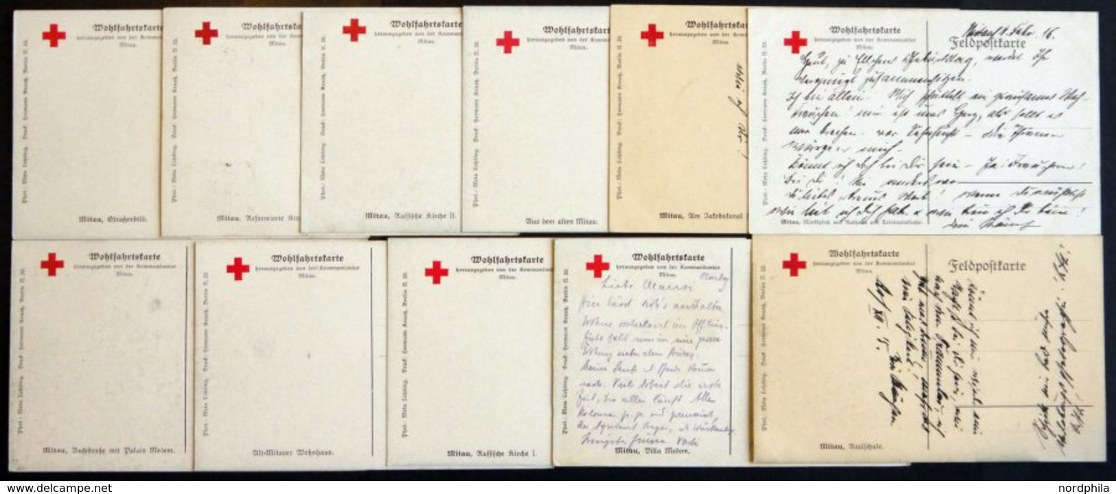 ALTE POSTKARTEN - LETTLAN MITAU, 11 Verschiedene Ungebrauchte Ansichtskarten, Fast Nur Gebrauche Rotes Kreuz-Wohlfahrtsk - Lettland