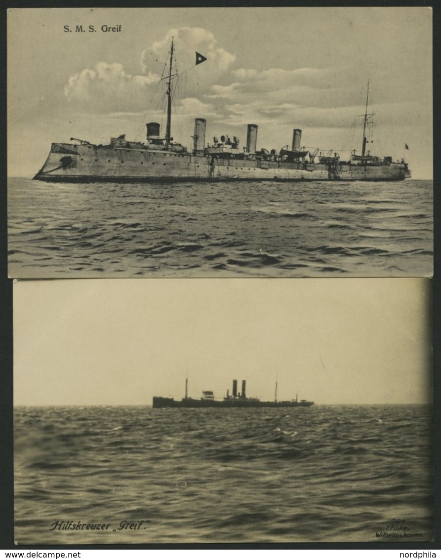 ALTE POSTKARTEN - SCHIFFE KAISERL. MARINE BIS 1918 S.M.S. Greif, 2 Ungebrauchte Karten - Krieg