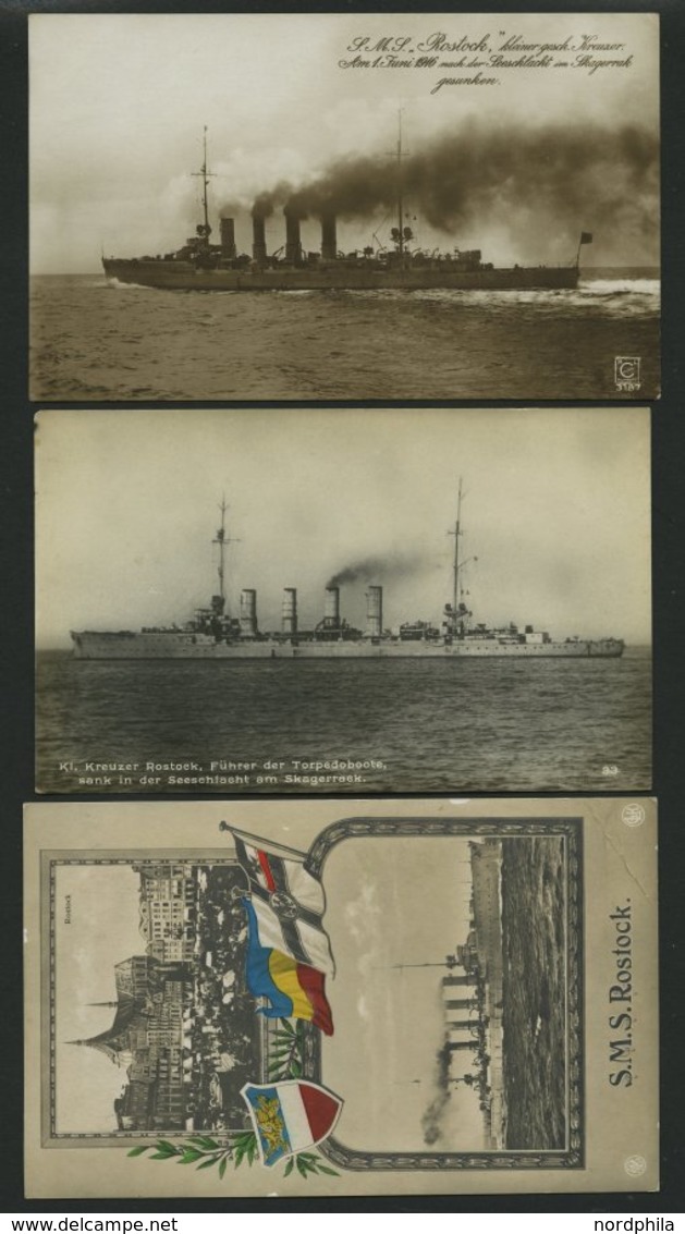 ALTE POSTKARTEN - SCHIFFE KAISERL. MARINE S.M.S. Rostock, 3 Ungebrauchte Karten - Warships