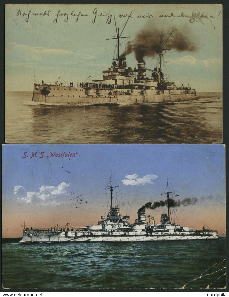 MSP VON 1914 - 1918 S.M.S. Westfalen, 2 Verschiedene Gebrauchte Ansichtskarten, Pracht - Krieg