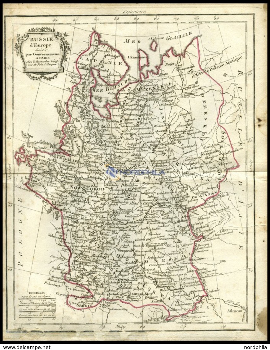 Europäisches Rußland, Russie D`Europe, Grenzkolorierter Kupferstich Aus Delamarché Petit Atlas Um 1785 - Other & Unclassified