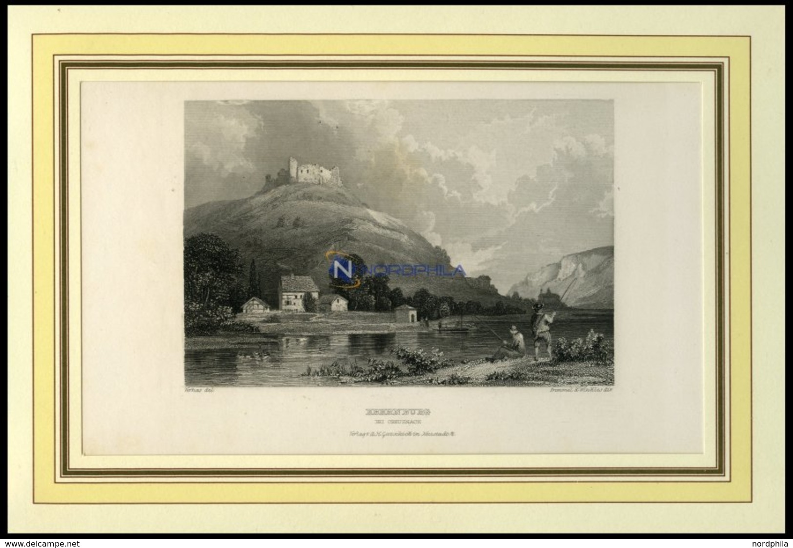 Bei BAD KREUZNACH: Die Ebernburg, Stahlstich Von Verhas/Winkles Um 1840 - Lithographien