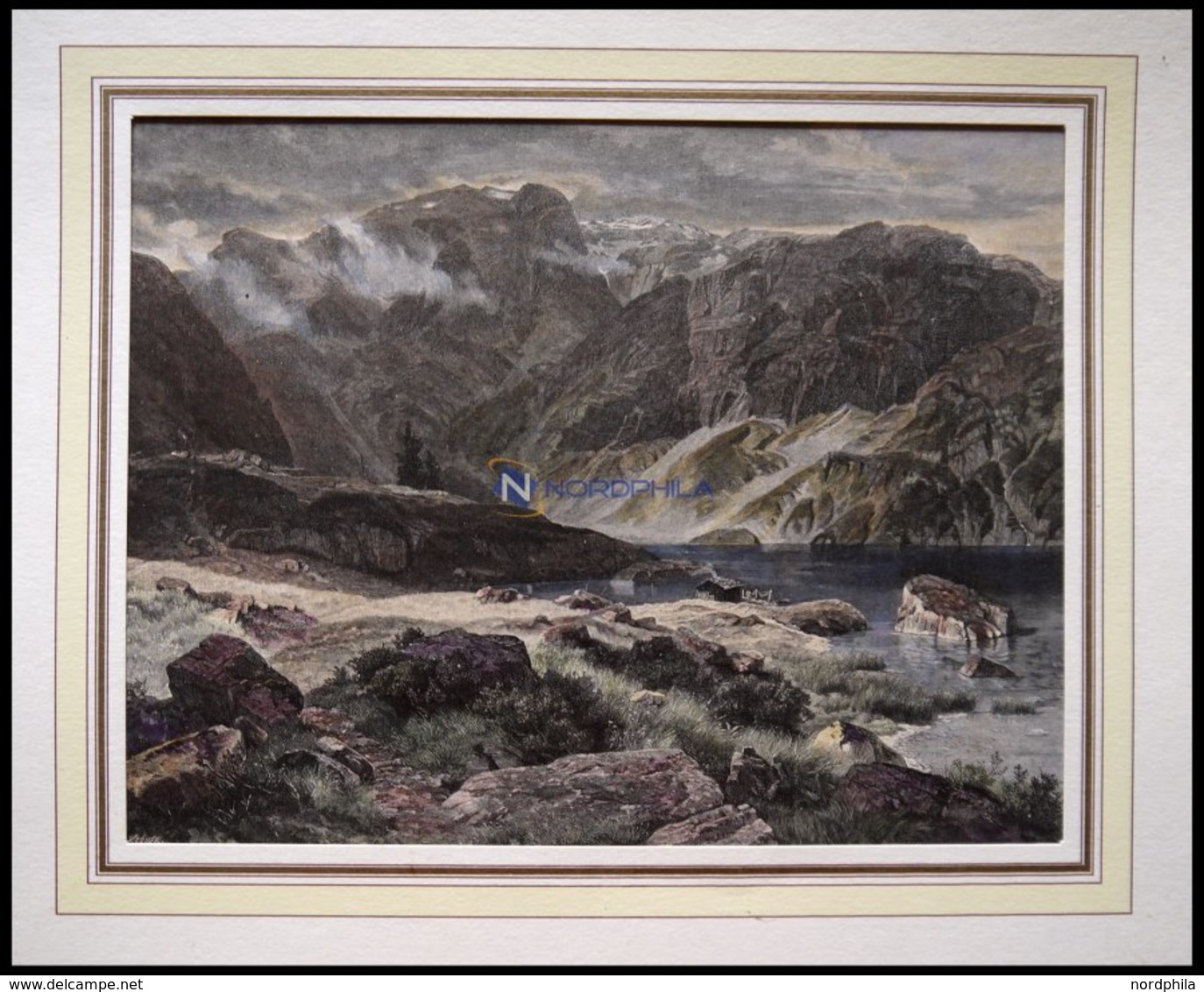 BAYERN: Der Burgsee, Kolorierter Holzstich Nach Steffan Um 1880 - Litografia
