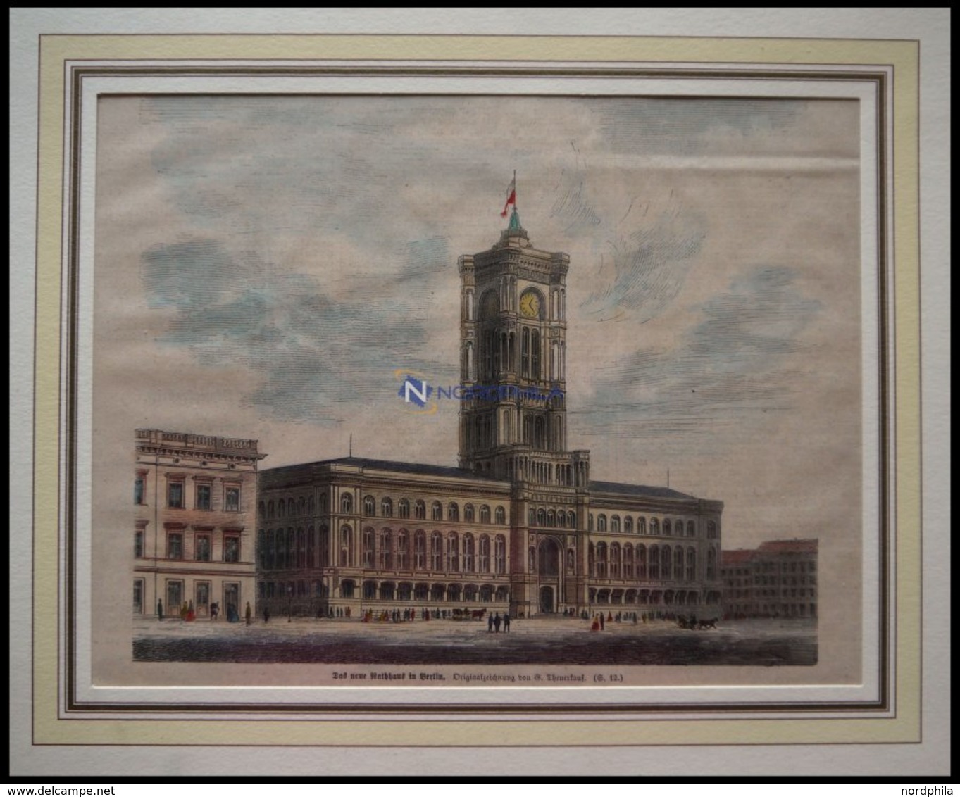 BERLIN: Das Neue Rathaus, Kolorierter Holzstich Von Theuerkauf Um 1880 - Lithographien