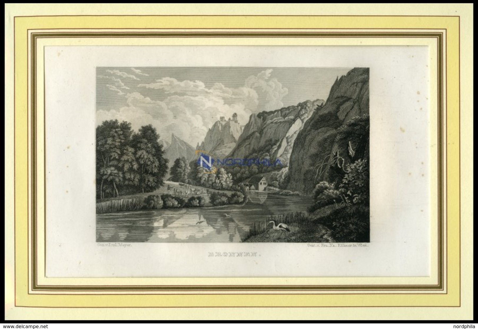 BRONNEN, Gesamtansicht, Stahlstich Von Mayer/Eifsner Um 1840 - Lithographies