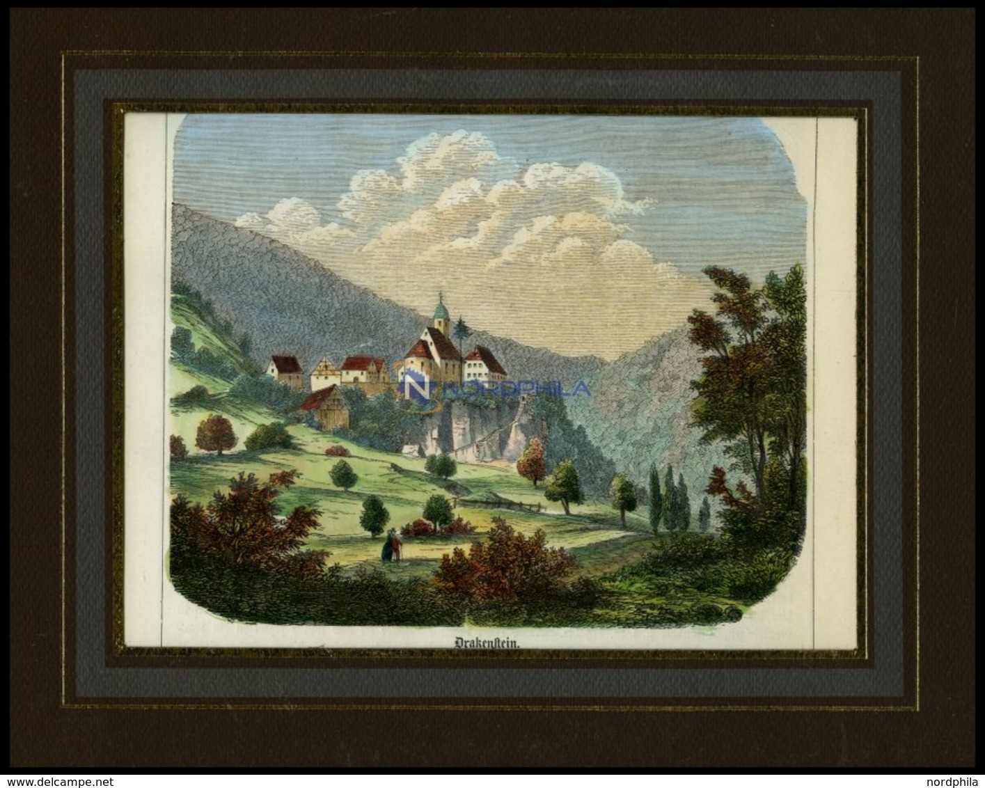 DRACKENSTEIN, Gesamtansicht, Kolorierter Holzstich Von Griesinger, 1866 - Lithographien