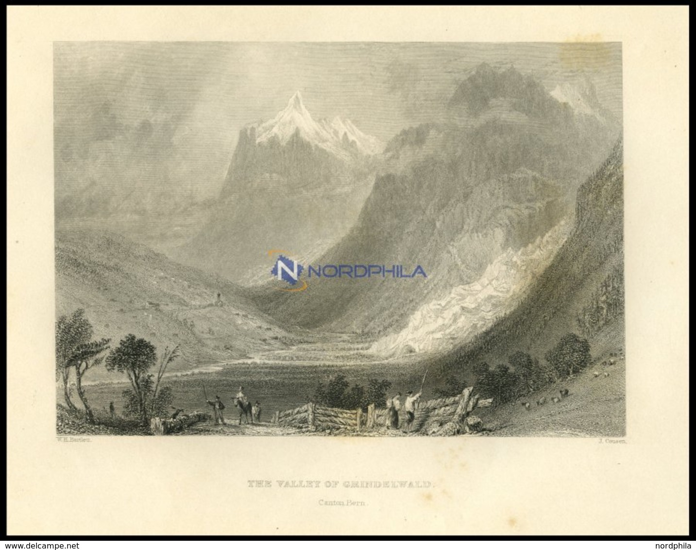 GRINDELWALD: Das Tal, Stahlstich Von Bartlett/Cousen, 1836 - Lithographien