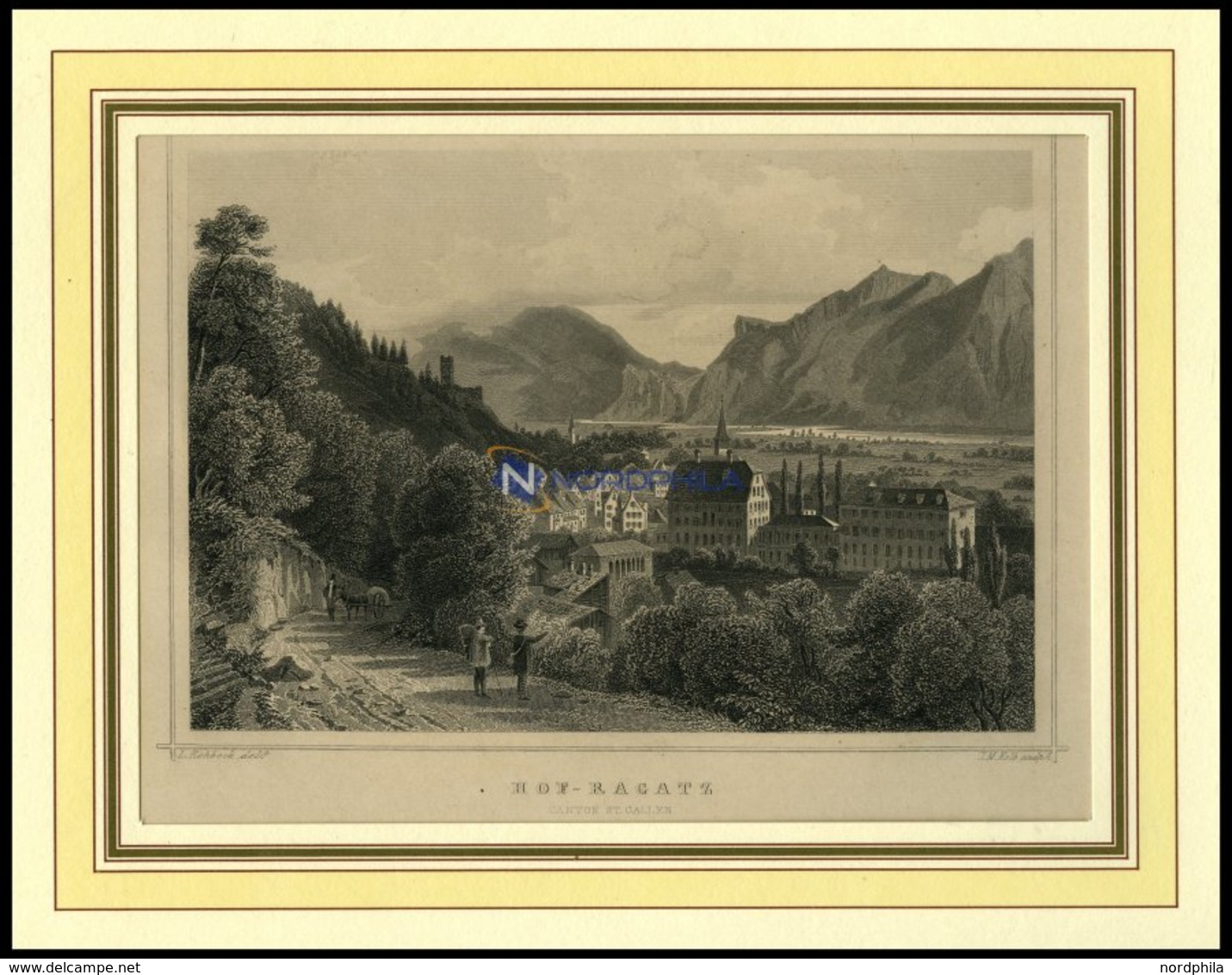 HOF-RAGATZ, Teilansicht, Stahlstich Von Rohbock/Kolb Um 1840 - Lithographien