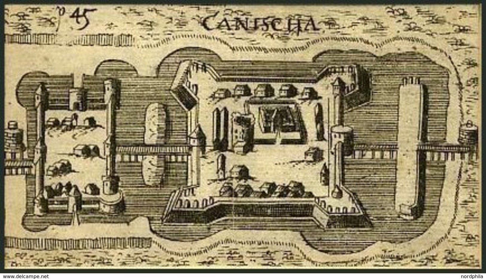 KANIZSA, Gesamtansicht Aus Der Vogelschau, Kupferstich Von Hoffmann Von 1685 - Lithographien