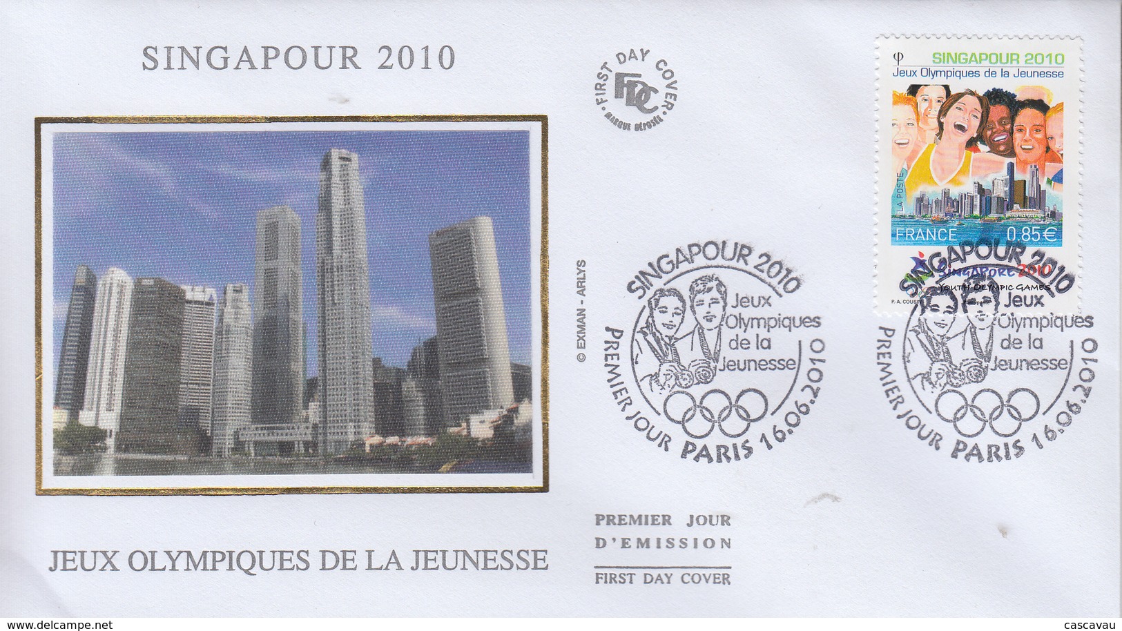 Enveloppe  FDC  1er  Jour   FRANCE   JEUX  OLYMPIQUES   De   La  Jeunesse   SINGAPOUR    2010 - 2010-2019