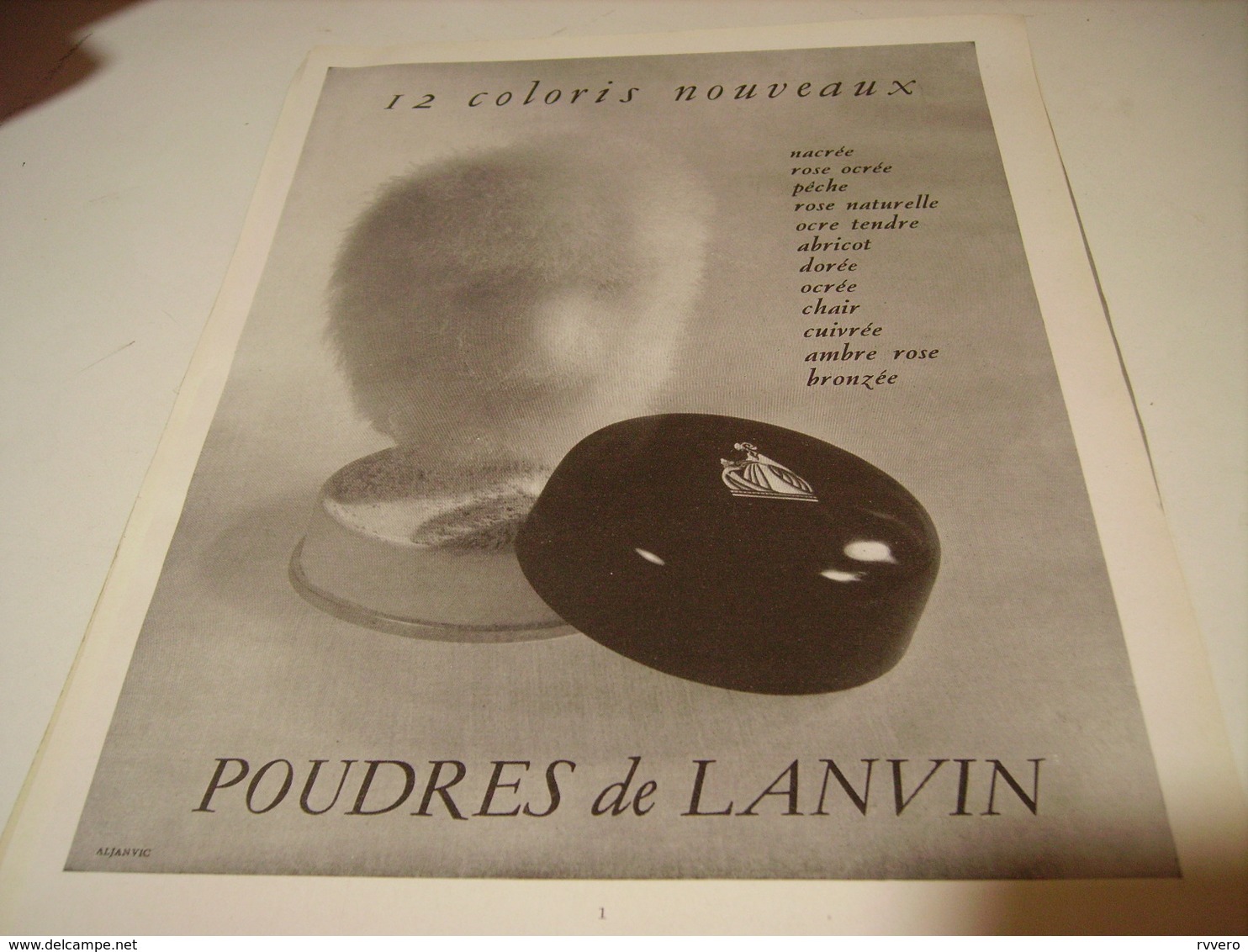 ANCIENNE PUBLICITE POUDRE  DE LANVIN 1954 - Autres & Non Classés