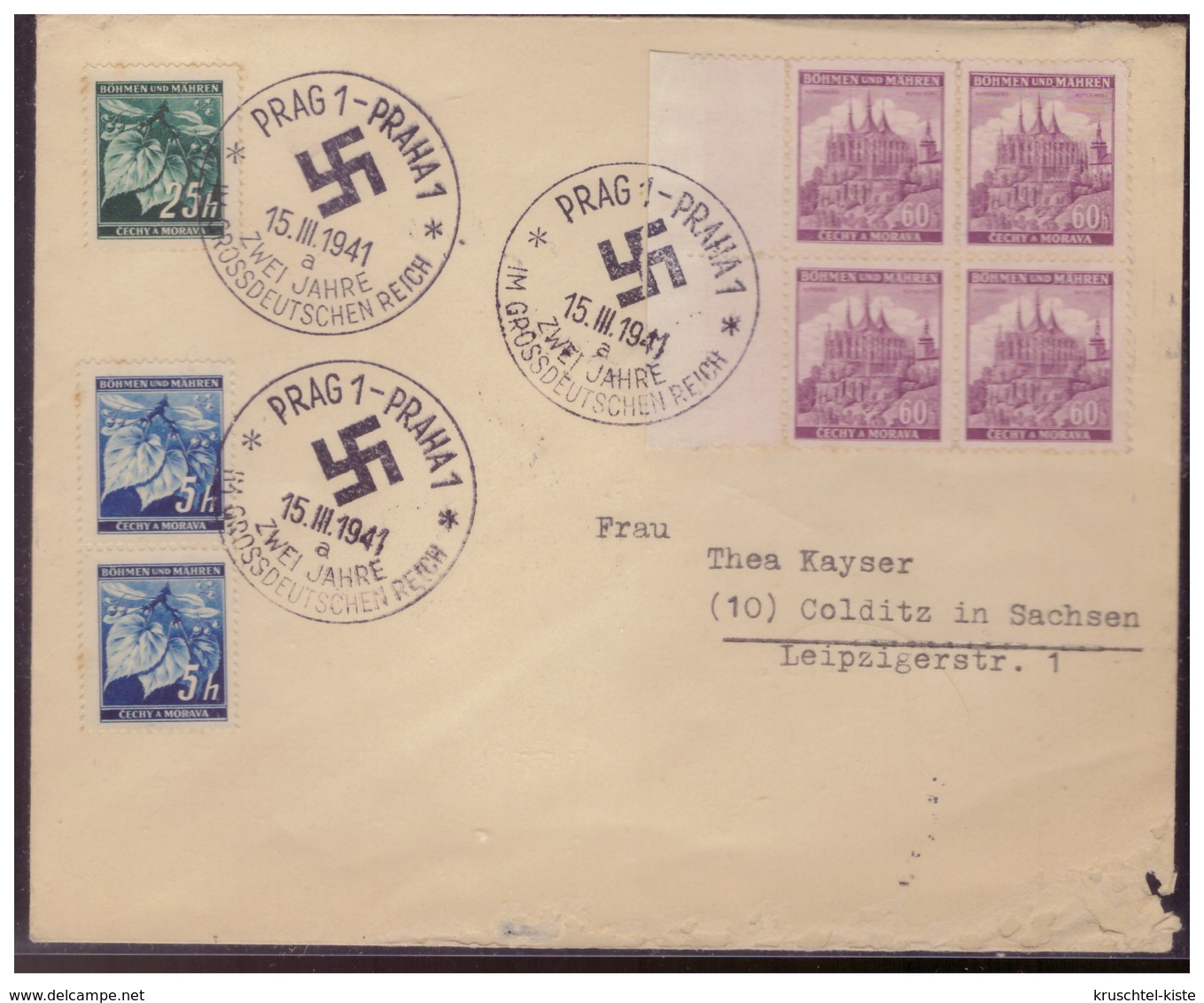 Böhmen Und Mähren (005378) Beleg Mit Sonderstempel 42, Prag, 2 Jahre Im Grossdeutschen Reich Am 15.3.1941 - Briefe U. Dokumente