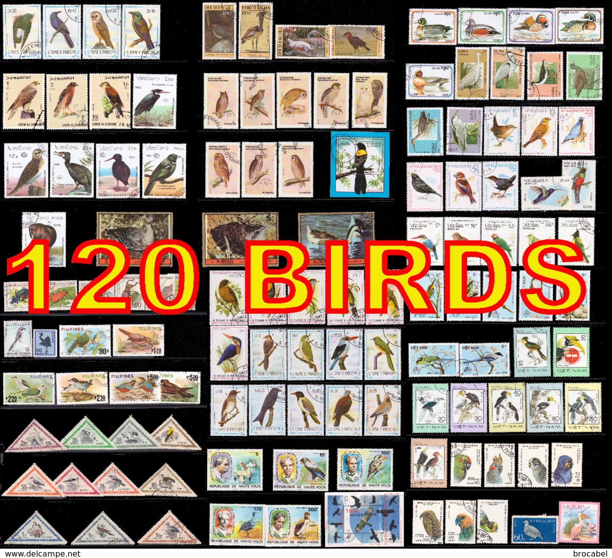 Lot Oiseaux - 120 Timbres(o) - Eagles & Birds Of Prey