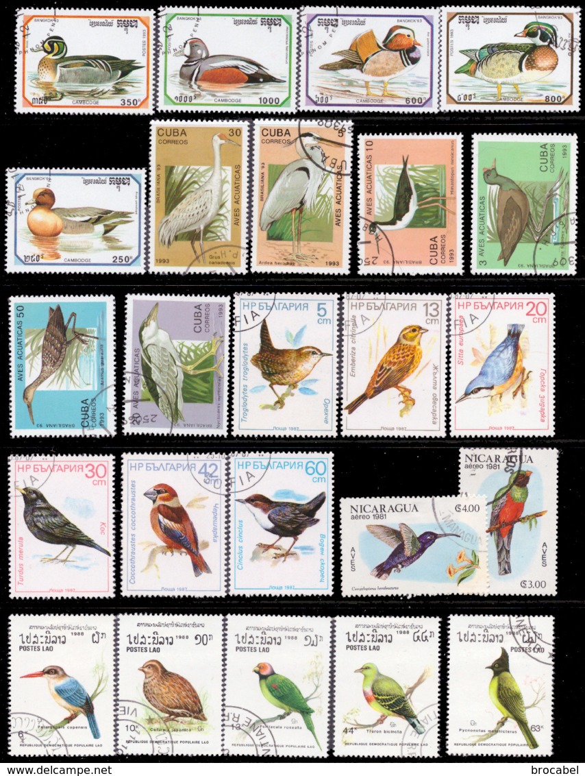 Lot Oiseaux - 120 Timbres(o) - Eagles & Birds Of Prey