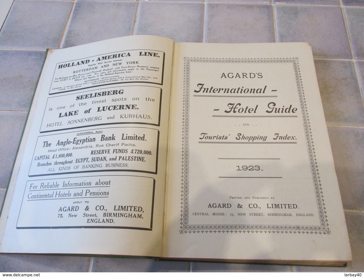 International Agards Hotel Guide And Tourist S Shopping Index 1923 - Europe