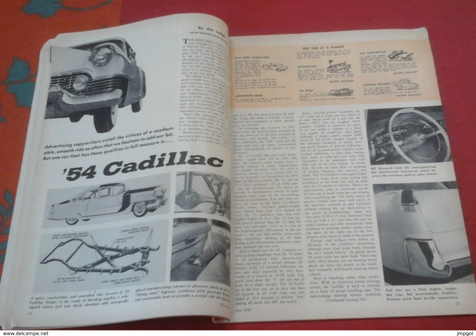 Rare Revue Vintage Automobile Américaine Motor Trend Juillet 1954 Cadillac, Ford Six, Sebring,Franklin,Porsche,Rolls - Altri & Non Classificati