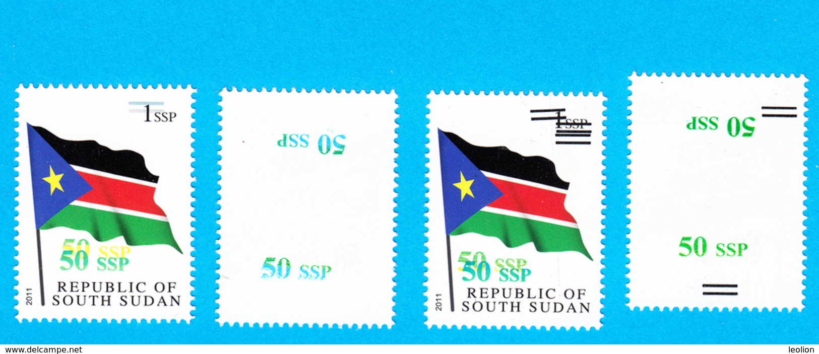 SOUTH SUDAN Surcharge Overprint Printing Trials Of The 50 SSP OP On 1 SSP Flag Stamp Südsudan Soudan Du Sud OP110 111 - Sud-Soudan