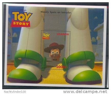 Nct521 WALT DISNEY TOY STORY 4 WOODY SPOTS AN INTRUDER UGANDA 1997 PF/MNH - Disney