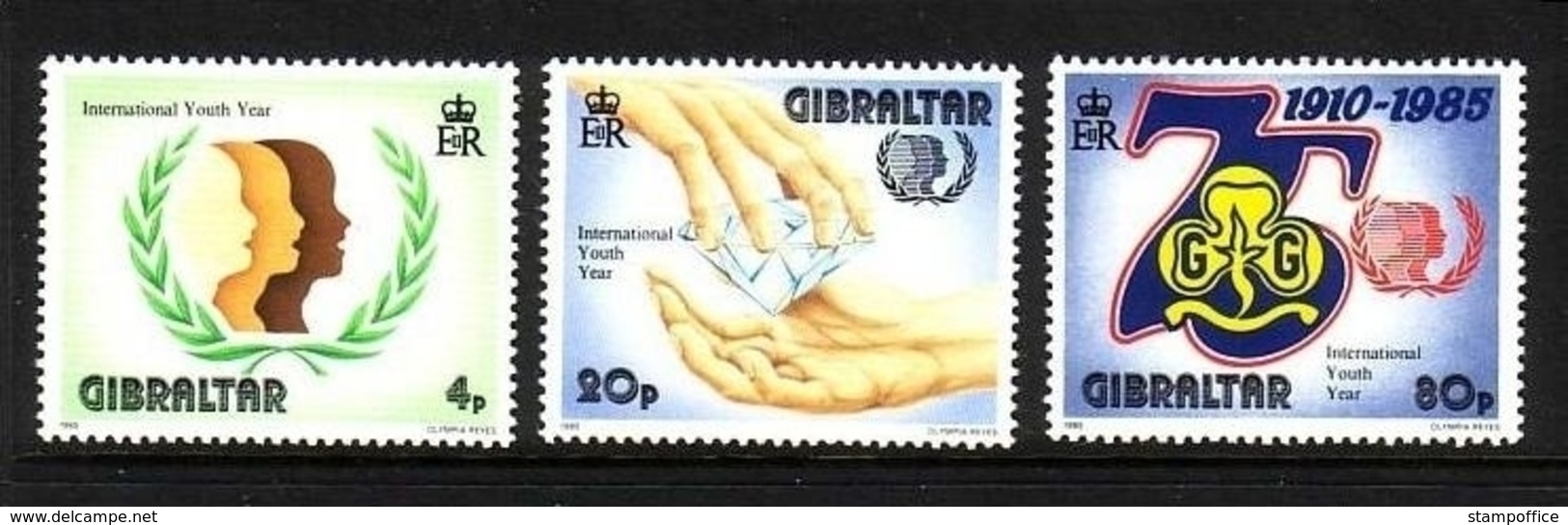 GIBRALTAR MI-NR. 497-499 ** JAHR DER JUGEND 1985 - PFADFINDER - Gibilterra