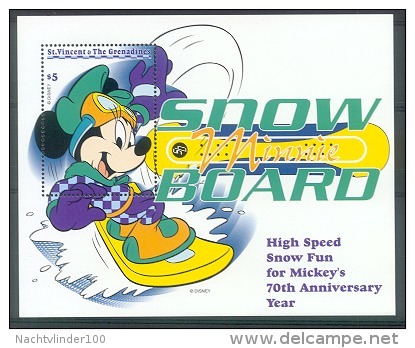 Nct627 WALT DISNEY MINNIE ON THE SNOWBOARD ST. VINCENT & THE GRENADINES 1999 PF/MNH - Disney