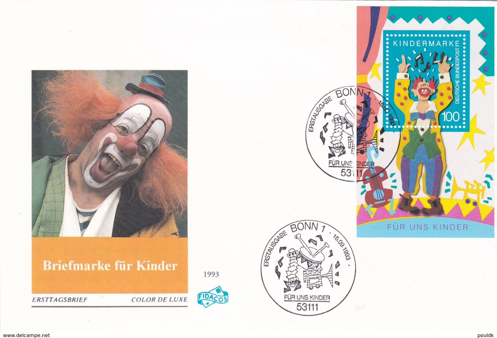 Germany FDC  1993 Clown - Für Die Kinder Souvenir Sheet (DD6-46) - Other & Unclassified