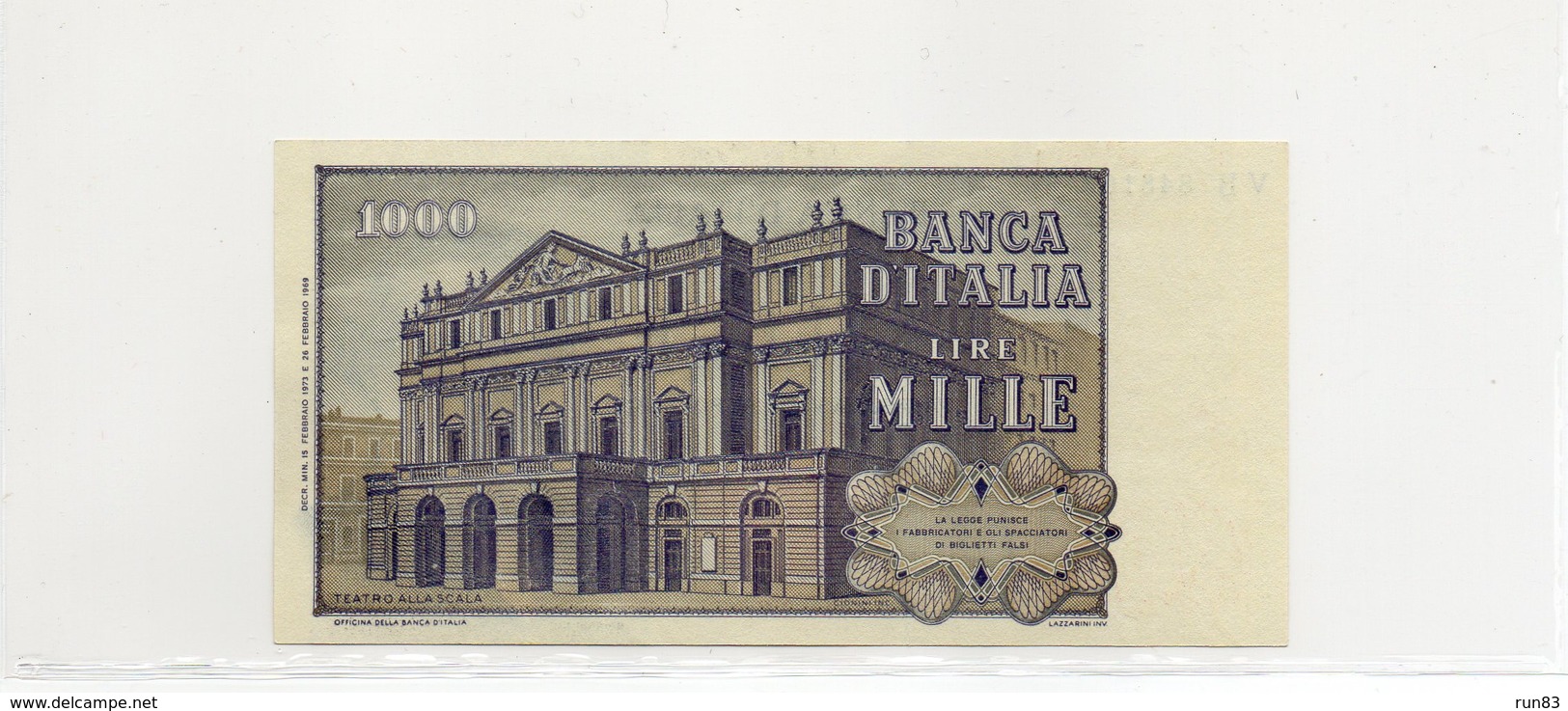 ITALIE / Superbe Biilet De Banque UNC Du 15 02 1973 N° 101 Paper Monney - [ 9] Collezioni