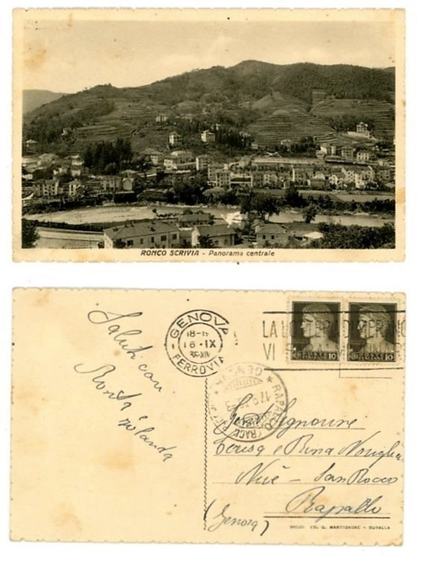 CARTOLINA PANORAMA RONCO SCRIVIA (GE) VIAGGIATA 1936(2/39) - Sonstige & Ohne Zuordnung