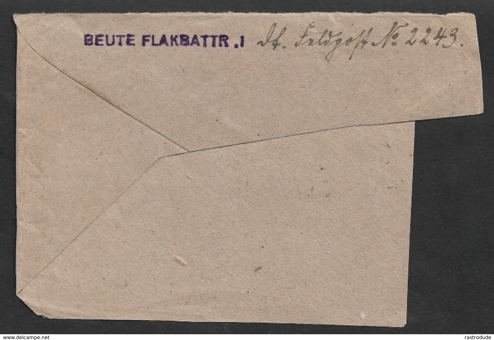 Dt. Besetzung II. WK Feldpostbrief - S B Beute Flakbattr. 1 - FPN 2243 Nach Rombach - Selten - Besetzungen 1938-45